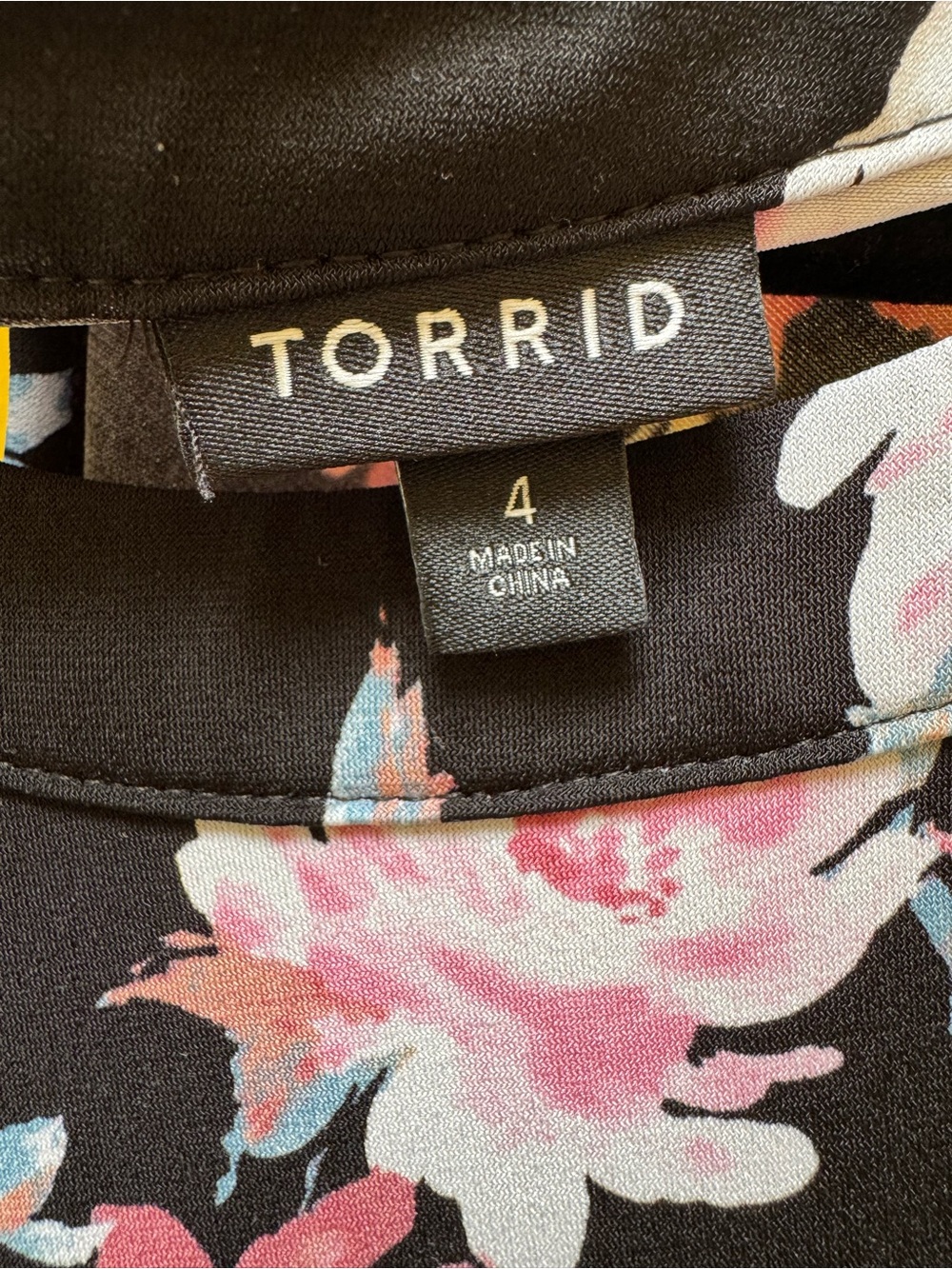 torrid Black Top with Pink Floral Print - Picture 5 of 8